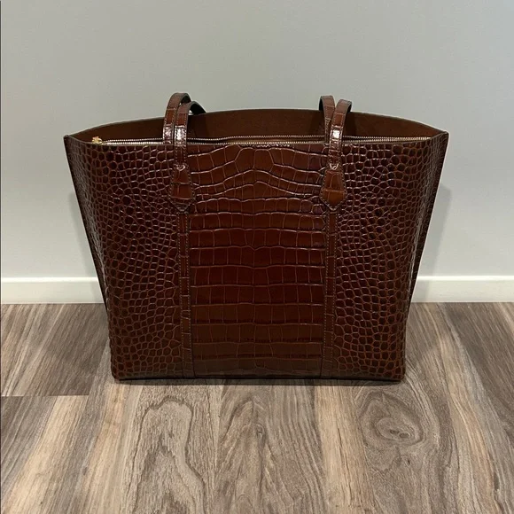 Tory Burch Perry Embossed Leather Triple Compartment Tote - Picture 2 of 9